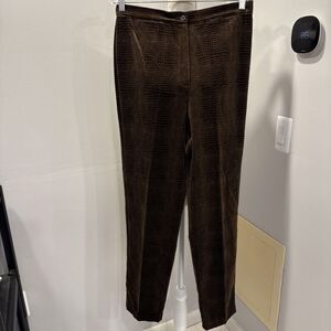 Vintage 90s Liz Claiborne Brown Velvet Animal Print High Waist Pants Size 14